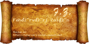 Fehérvári Zalán névjegykártya